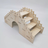 Maisonnette en bois massif pour hamster, abri doré, jouets, décorations paysagères, nid pour perruche et hérisson
