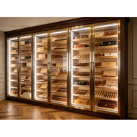 Humidor à double porte en verre avec étagères en cèdre espagnol, vitrine à cigares très vendue