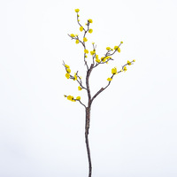 Bunga Plum Buatan Tangkai Tunggal Cabang Panjang, Bunga Sutra Wintersweet Kering, Tahan UV, Buatan Tangan, Gaya Modern