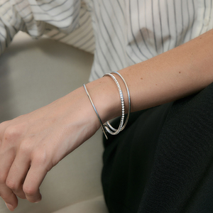 G4763 Bracelets en acier inoxydable en gros, zircon blanc, multicouches, empilables, bracelets simples pour femmes, bijoux - Product Image 2