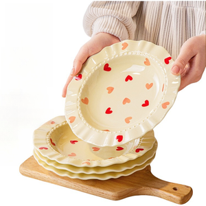 Assiette de table en porcelaine écologique de style vintage pour le petit-déjeuner, le dessert, les fruits/légumes - Product Image 1