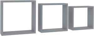 Décoration murale pour la maison suspendue 3 pcs <span class=keywords><strong>cube</strong></span> mural en bois gris étagères flottantes ensemble d'étagères - Product Image 5