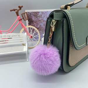 Wholesale Multicolor Cartoon Pompom Plush Car <b>Bag</b> Pendant Furry Fluffy Puff Ball 8cm Faux Rabbit Fur Ball Pom Pom Keychain - Product Image 2