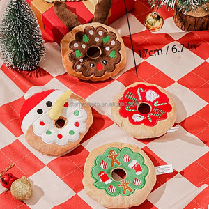 2024 Nieuwe Hond Interactieve Piepende Begeleiding Gevulde Kerst Pluche Pop Donut Pizza Speelgoed - Product Image 1