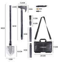 Ensemble pelle-tarière-marteau tactique d'extérieur, pelle multifonction en acier au manganèse de qualité industrielle pour camping, survie et utilisation embarquée