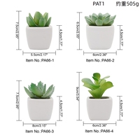 Ensemble de 4 mini-succulentes artificielles vertes en céramique blanche carrée avec pot en PVC, durables pour la décoration de la maison ou du bureau
