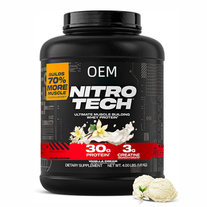 Poudre de protéines de lactosérum OEM <span class=keywords><strong>Nitro</strong></span> <span class=keywords><strong>Tech</strong></span> - Crème vanille, 30 g de protéines + 3 g de créatine, 4,00 lb - Product Image 1