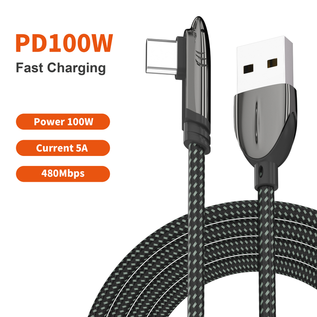 Best Selling 100W 5A Fast Charging Cable Nylon Braided Data Cable for Phone for Printer Game Player 1.8M