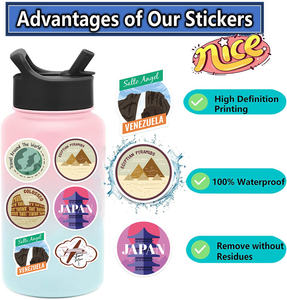 50 autocollants de sites touristiques mondiaux, autocollants de <span class=keywords><strong>voyage</strong></span> pour ordinateur portable, valise de <span class=keywords><strong>voyage</strong></span>, carnet, album de <span class=keywords><strong>scrapbooking</strong></span>, bouteille d'eau, vélo, ordinateur - Product Image 5