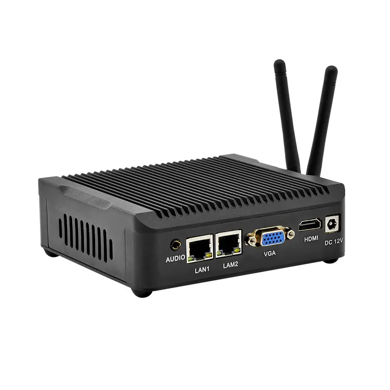 Automatisation multimédia de qualité industrielle intégrée pour PC sans ventilateur N2840 J1900 Mini PC à petit facteur