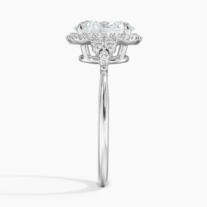 Bague de fiançailles SGARIT en or blanc 18 carats avec diamant de laboratoire ovale 1 carat, double halo et diamants en grappe sur les côtés, pour femme - Product Image 3