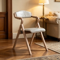 Fauteuil pliant X-frame en bois d'hévéa avec dossier et assise rembourrés à rayures, rangement facile, fournisseur en gros, vente en vrac
