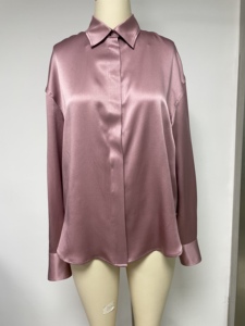 Camicia da <span class=keywords><strong>Donna</strong></span> <span class=keywords><strong>in</strong></span> <span class=keywords><strong>Seta</strong></span> 100% Satinata, Semplice, Casual, Aderente, Traspirante, Comoda, con Bottoni, Maniche Lunghe, Autunnale, Tinta Unita - Product Image 1