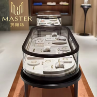 Vitrina de Vidrio Templado con Cerradura MASTER, Ovalada, 135*55*101cm, Marco Negro, Vitrina de Vidrio para Joyería, Centros Comerciales y Kioscos