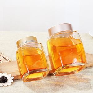 Luxury High Quality Square Glass Honey Packaging Jar 180ml 730ml <strong>Gold</strong> Cap Reusable Thick Glass Container for Canned Food Screw - Product Image 4