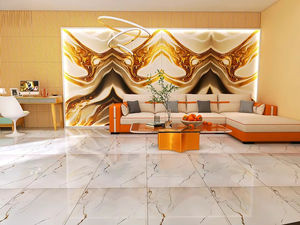 Dalles de pierre frittée Onyx Noir Or de Luxe 1200x2400, Carreaux muraux de salle de bain en porcelaine polie, Design personnalisé - Product Image 3