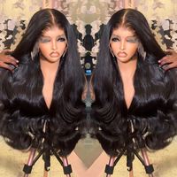 Cheveux humains vierges chinois naturels Remy de qualité 10A, ondulés, en gros, double trame machine, pleine densité pour perruque transparente