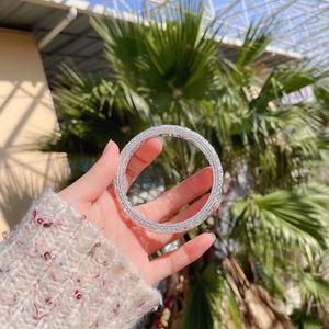 White <b>Copper</b> Silver Plated Hollow <b>Bangle</b> With Happiness Character Wedding Jewelry Unisex Bracelet - Product Image 4