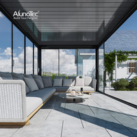 AlunoTec Pergola de Jardin en Aluminium Kits de Toiture Couverture de Terrasse Gloriette en Aluminium Toit à Lames Orientables Modèles d'Auvents
