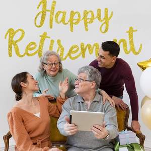 Pancarta Dorada con Brillantina de <span class=keywords><strong>Feliz</strong></span> Jubilación, Decoración para Fiesta de Jubilación para Mujeres y Hombres - Product Image 5