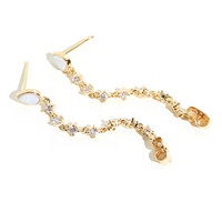 Boucles d'oreilles en argent 925 Gemnel, faites à la main, plaquées or 18 carats, avec opale Tai et zircon, vente en gros
