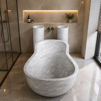 Baignoire autoportante monobloc en marbre naturel haut de gamme pour salles de bain d'hôtels et de villas ; Baignoire de trempage grand format