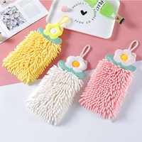 Serviette de toilette suspendue en chenille à motif floral 30x16cm, douce, absorbante, séchage rapide, pour cuisine et salle de bain, décorative, couleur personnalisée, usine OEM