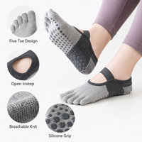 Chaussettes de Pilates à cinq doigts pour femmes, antidérapantes, respirantes, en coton, coupe basse, pour le yoga et l'entraînement au sol, toutes saisons