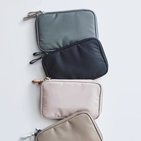 Tas Paspor Perjalanan Tahan Aus dengan Ritsleting Nilon Warna Solid untuk Pria dan Wanita, Dompet Dokumen, Tas Ponsel.