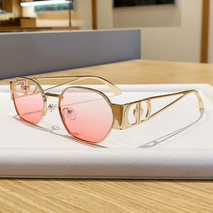 D Brand Oval Metal <b>Sunglasses</b> UV400 Full Rim Unisex Beach Driving Outings Cycling Stage Parties - Product Image 2