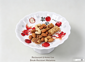Plateau à fruits en mélamine incassable et écologique pour le camping avec motif porte-bonheur chinois « Ping An » - Product Image 4