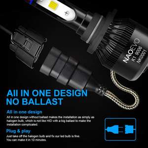 Bombilla LED para Faros Delanteros NAOEVO K1 80W H4 H7 6500K Luces Súper Brillantes para Faros Delanteros de Automóviles, Sistemas de Iluminación LED para Automóviles - Product Image 2