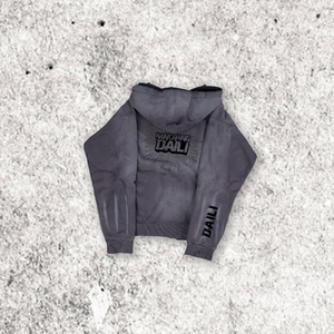 Personalizado de alta calidad sólido cremallera Streetwear Sudadera con capucha impresión Logo en blanco Vintage doble capa lavado ácido sol desteñido desgastado - Product Image 2