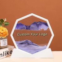 Pintura de arena movediza octagonal, imagen artística de arena móvil, regalo creativo, decoración para sala de estar, reloj de arena con imagen de arena