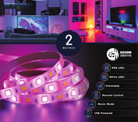 Bande lumineuse LED 5V RGBW avec reconnaissance sonore, musique, décoration de fête à domicile