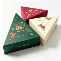 Boîte cadeau de Noël triangulaire en gros, personnalisée, en carton, avec tiroir, pour chocolats, biscuits, dattes, emballage de fêtes