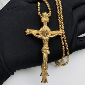 <span class=keywords><strong>Pendentif</strong></span> <span class=keywords><strong>Croix</strong></span> de <span class=keywords><strong>Jésus</strong></span> en Acier Inoxydable Plaqué Or 18 carats, Nouveaux Matériaux, Produits de Mode, Bijoux Beiyan - Product Image 4