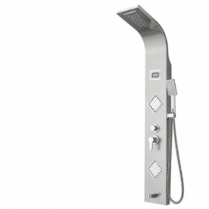 Grifo termostático monomando de acero inoxidable cepillado para montaje en pared, mezclador de ducha con cabezal de ducha cuadrado de cerámica y rociador tipo lluvia para - Product Image 1