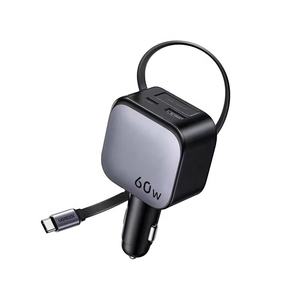 <span class=keywords><strong>Chargeur</strong></span> de voiture USB C portable UGREEN 60W avec câble rétractable, adaptateur allume-cigare 3 ports à charge rapide pour iPhone et écouteurs - Product Image 1