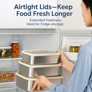 2026 Wholesale Hot selling 304 Stainless Steel Food Storage Container Lunch <b>Box</b> <b>Set</b> with Tempered Glass Lid - Product Image 6