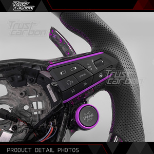 Volante Personalizado de Fibra de Carbono Forjado en Color Morado con LED de RPM para <span class=keywords><strong>Seat</strong></span> Cupra Formentor VZ <span class=keywords><strong>Leon</strong></span> <span class=keywords><strong>ST</strong></span> Born Ibiza <span class=keywords><strong>FR</strong></span> Tavascan - Product Image 4