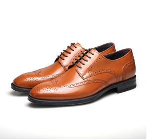 Chaussures habillées brogues à bout pointu en cuir de vache véritable pour hommes, avec semelle extérieure en caoutchouc antidérapante, soutien de la voûte plantaire et imperméables - Product Image 3