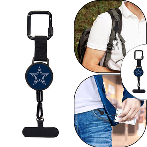 Wholesale reinforced pull <b>buckle</b> black fishing net lanyard with ID card holder, mobile phone anti-loss strap, padding keychain - Product Image 4