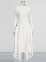AELESEEN Robe longue élégante mi-longue style européen et américain, col montant, taille haute, coupe ample, pour femme de bureau, nouvelle collection 2025, plissée irrégulière
