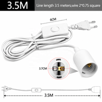 Câble d'alimentation EU 3,5m 6m avec interrupteur et douille E27 pour ampoules LED suspendues, luminaires et suspensions