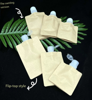 Sachet Doypack en papier kraft avec bec verseur, étanche et portable, pour shampoing, nettoyant visage et cosmétiques de voyage, vente en gros