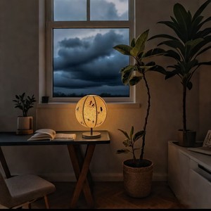 Retro Spherical Cotton Linen Table Lamp With Embroidered Design For Living Room Bedroom Bedside Use E26 LED 220V Switch Control - Product Image 2