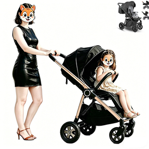 Chariot <span class=keywords><strong>de</strong></span> voyage 3-en-1 <span class=keywords><strong>de</strong></span> luxe avec châssis poli sur mesure, poussette pliable <span class=keywords><strong>de</strong></span> haute qualité à grandes roues, siège auto tout-terrain - Product Image 1