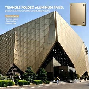 Système de façade murale en aluminium doré, revêtement extérieur géométrique pour bâtiment culturel, espace public - Product Image 3