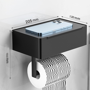 Portarotolo di carta in rotolo di acciaio inossidabile all'ingrosso <span class=keywords><strong>porta</strong></span> carta igienica multifunzione di grandi dimensioni con ripiano - Product Image 5